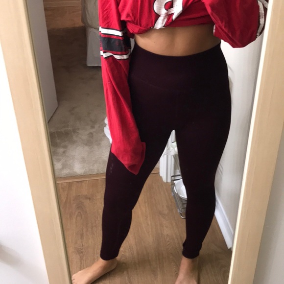 Betsey Johnson Pants - Maroon High Waisted Ribbed Performance Leggings